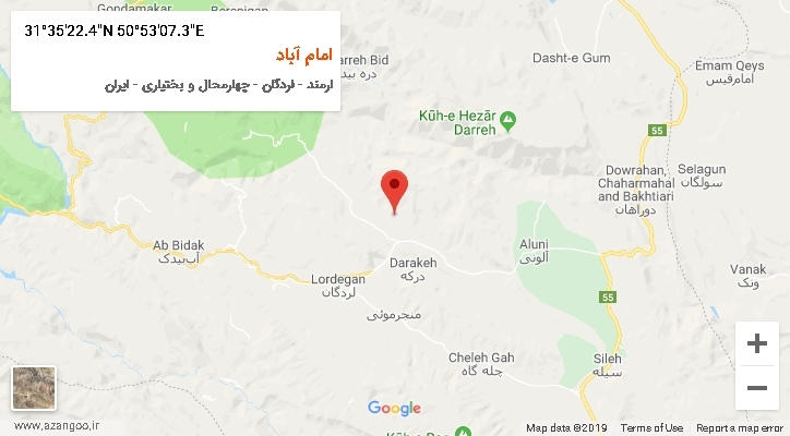 روستای امام آباد بر روی نقشه