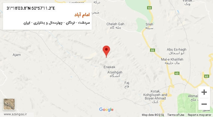 روستای امام آباد بر روی نقشه