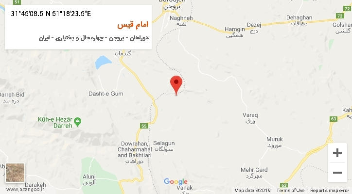 روستای امام قیس بر روی نقشه