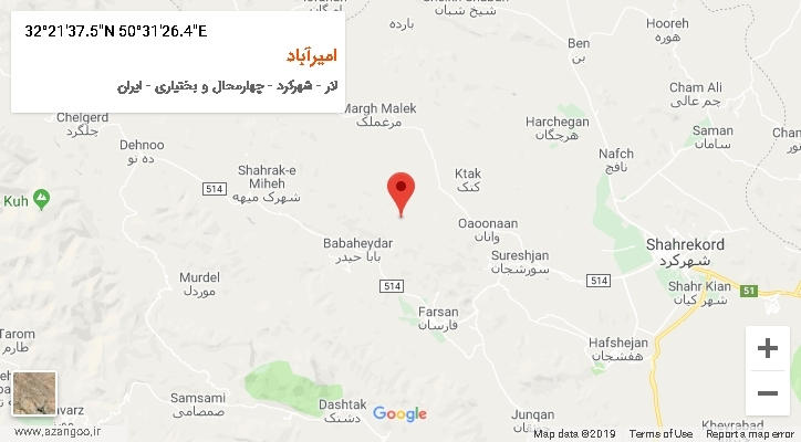 روستای امیرآباد بر روی نقشه