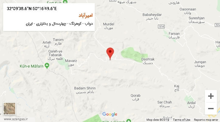 روستای امیرآباد بر روی نقشه