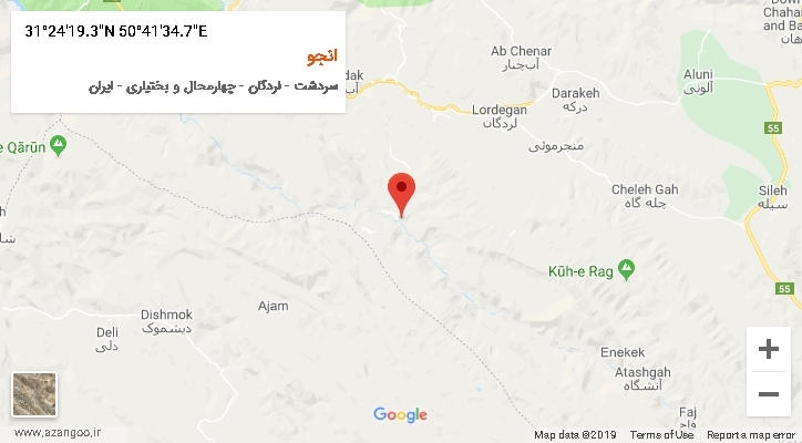 روستای انجو بر روی نقشه