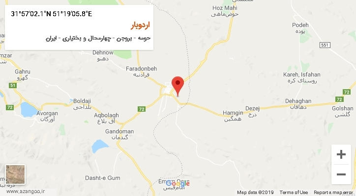 روستای اردوبار بر روی نقشه