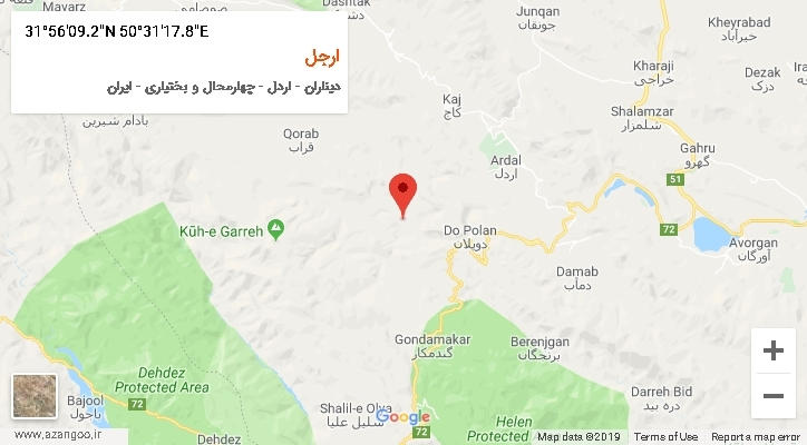 روستای ارجل بر روی نقشه