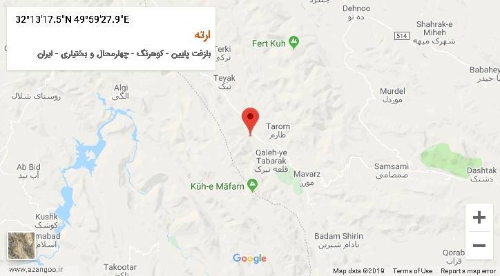 روستای ارته بر روی نقشه