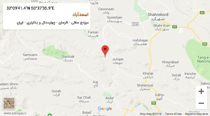 روستای اسعدآباد بر روی نقشه