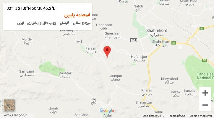 روستای اسعدیه پایین بر روی نقشه