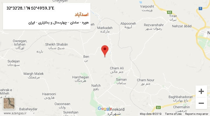 روستای اسدآباد بر روی نقشه