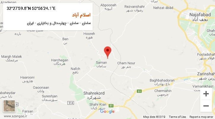 روستای اسلام آباد بر روی نقشه