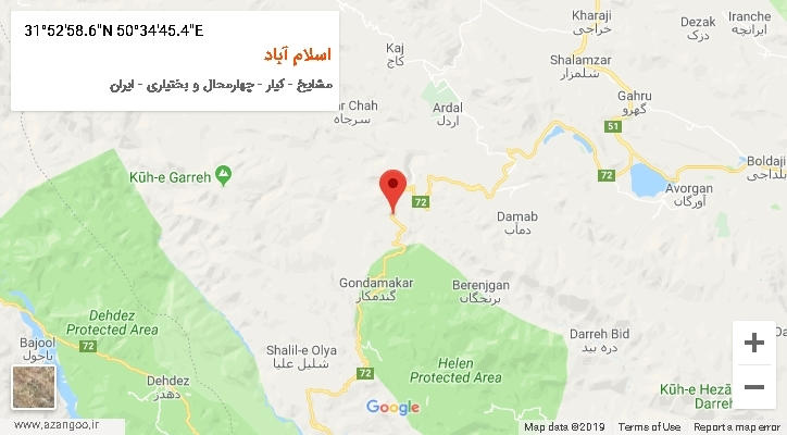 روستای اسلام آباد بر روی نقشه