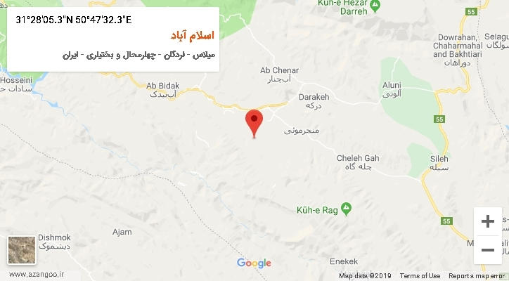 روستای اسلام آباد بر روی نقشه