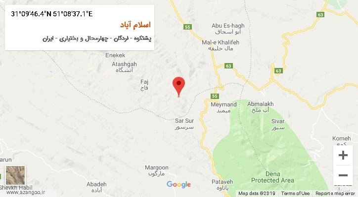 روستای اسلام آباد بر روی نقشه