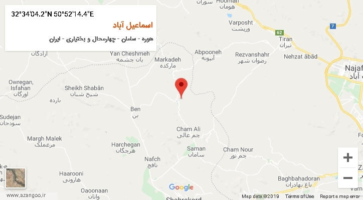 روستای اسماعیل آباد بر روی نقشه
