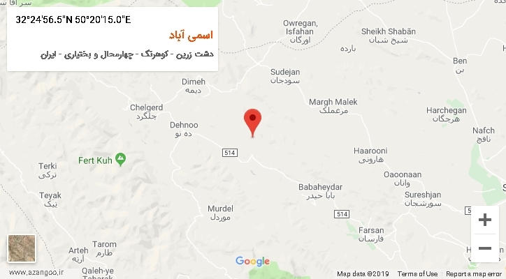 روستای اسمی آباد بر روی نقشه