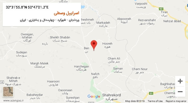 روستای اسراییل وسطی بر روی نقشه