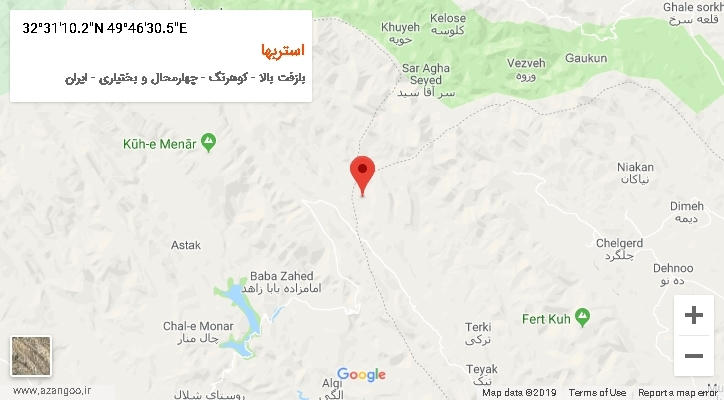 روستای استربها بر روی نقشه