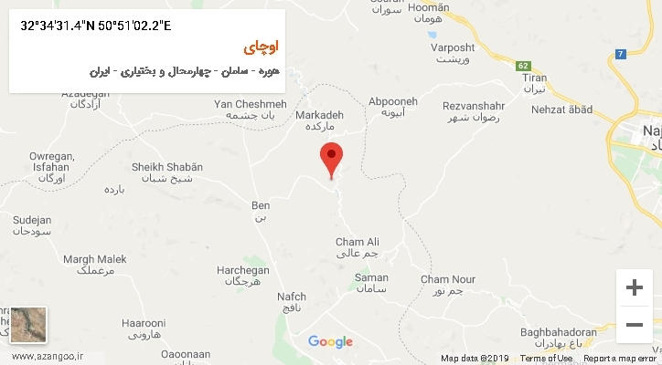 روستای اوچای بر روی نقشه