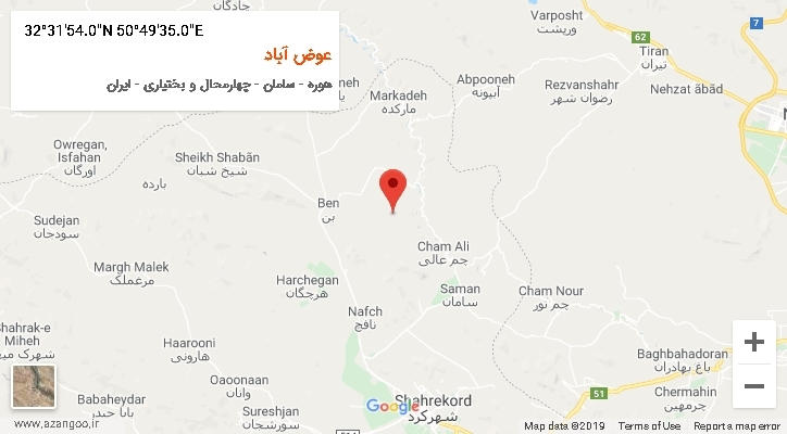 روستای عوض آباد بر روی نقشه