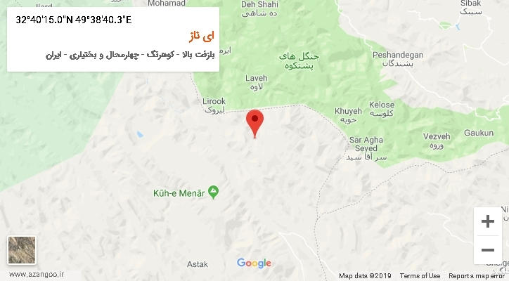 روستای ای ناز بر روی نقشه
