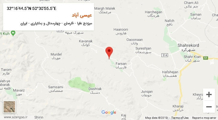 روستای عیسی آباد بر روی نقشه