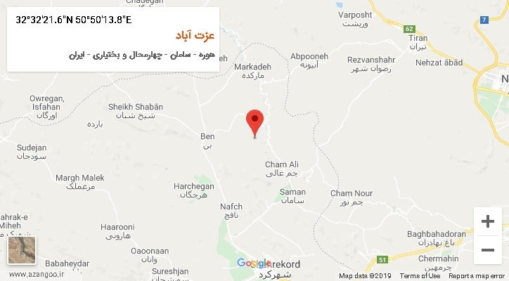روستای عزت آباد بر روی نقشه