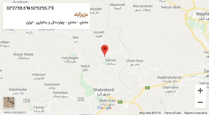 روستای عزیزآباد بر روی نقشه