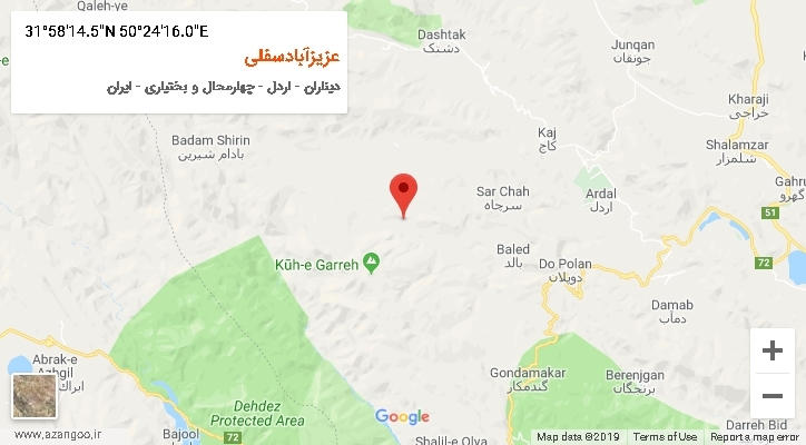 روستای عزیزآبادسفلی بر روی نقشه