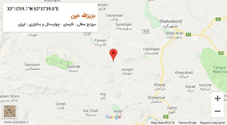 روستای عزیزالله خون بر روی نقشه