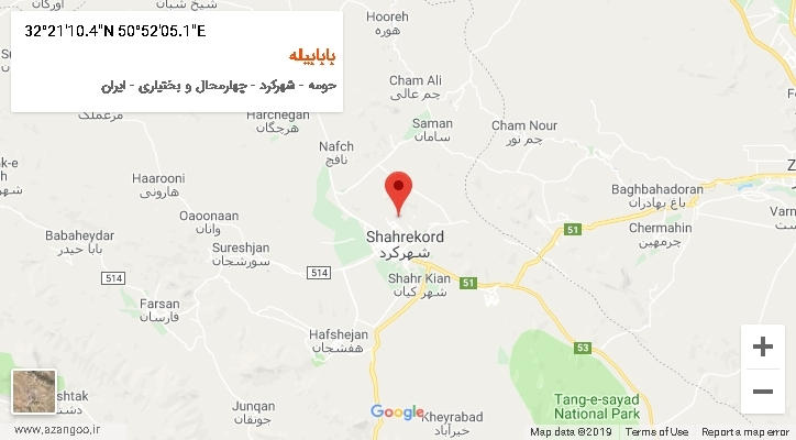 روستای بابابیله بر روی نقشه