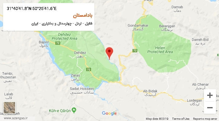 روستای بادامستان بر روی نقشه