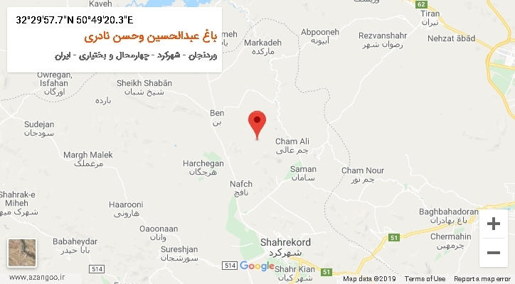 روستای باغ عبدالحسین وحسن نادری بر روی نقشه