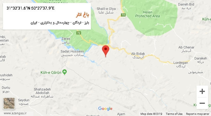 روستای باغ انار بر روی نقشه