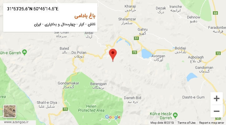 روستای باغ بادامی بر روی نقشه