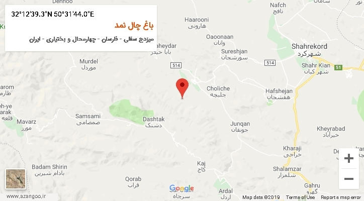 روستای باغ چال نمد بر روی نقشه