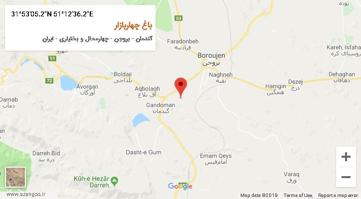 روستای باغ چهاربازار بر روی نقشه