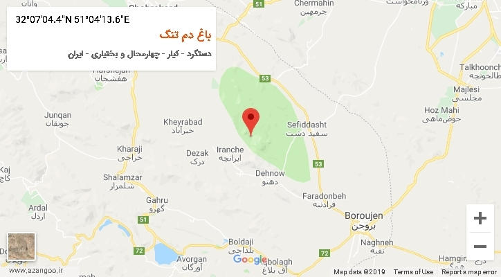 روستای باغ دم تنگ بر روی نقشه