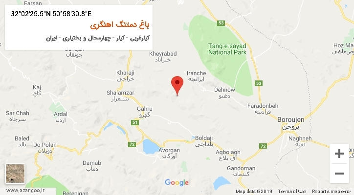 روستای باغ دمتنگ اهنگری بر روی نقشه