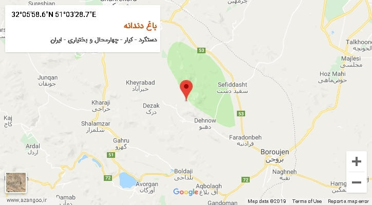 روستای باغ دندانه بر روی نقشه