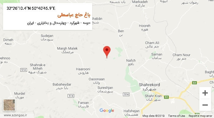 روستای باغ حاج عباسعلی بر روی نقشه