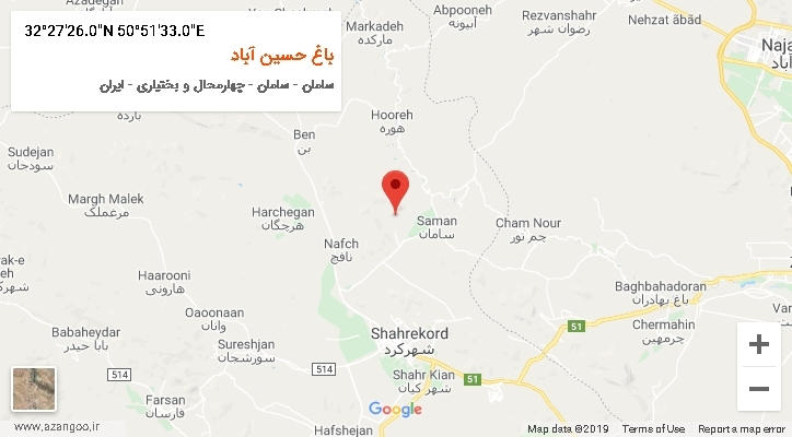 روستای باغ حسین آباد بر روی نقشه