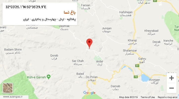 روستای باغ نسا بر روی نقشه