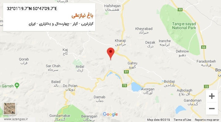 روستای باغ نیازعلی بر روی نقشه