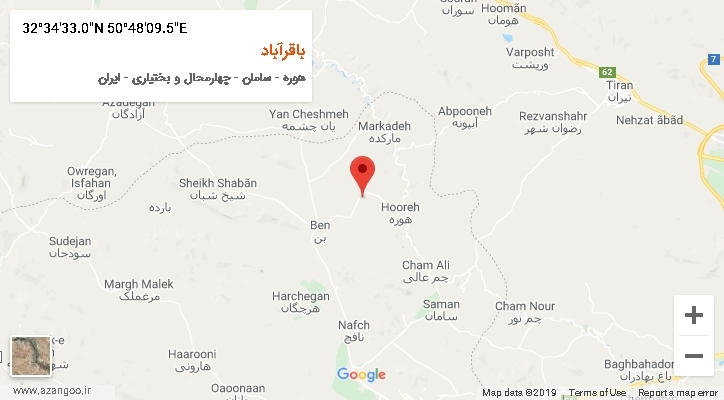 روستای باقرآباد بر روی نقشه