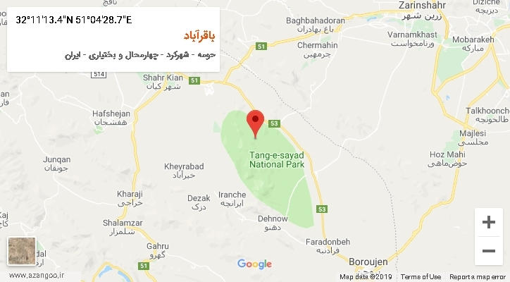 روستای باقرآباد بر روی نقشه