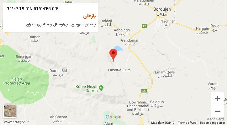 روستای بازعلی بر روی نقشه