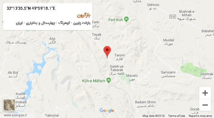 روستای بازگرون بر روی نقشه