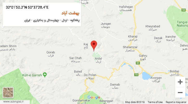 روستای بهشت آباد بر روی نقشه