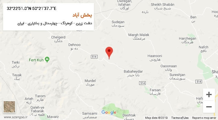 روستای بخش آباد بر روی نقشه