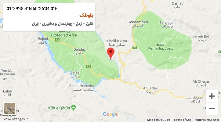 روستای بلوطک بر روی نقشه