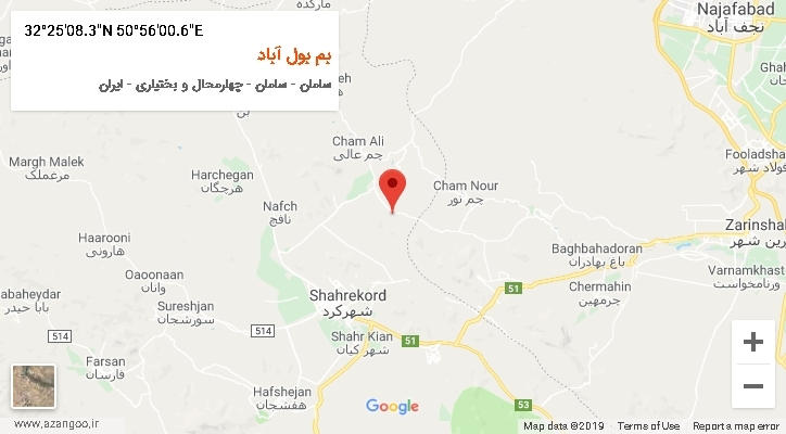 روستای بم بول آباد بر روی نقشه